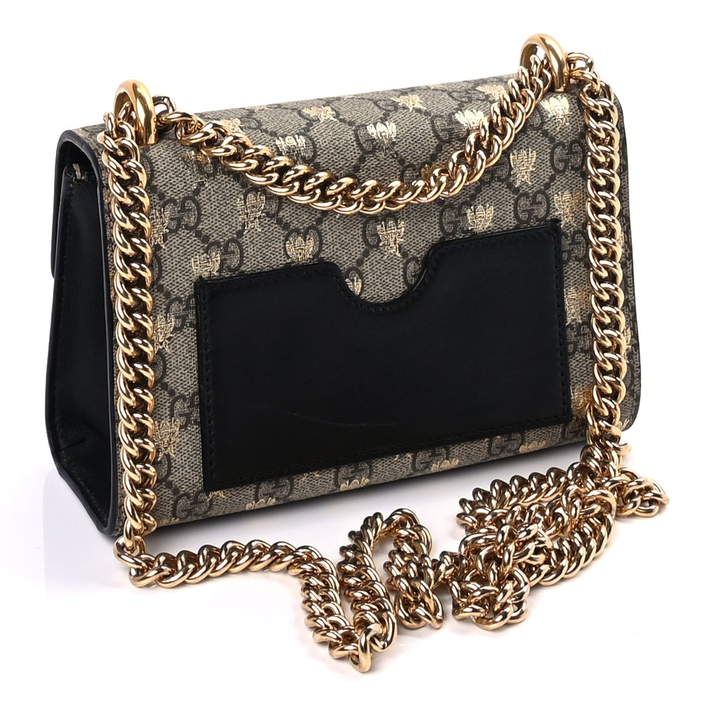 GG Supreme Monogram Bees Small Padlock Shoulder Bag  Black