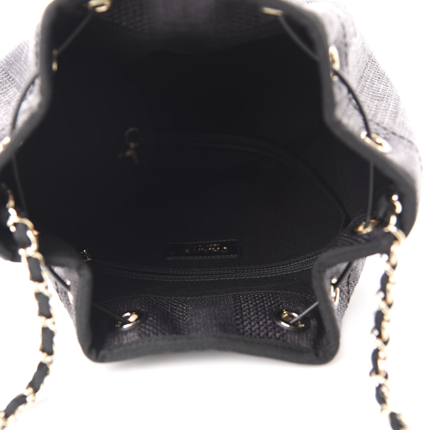 Mixed Fibers Stripe Deauville Drawstring Bag Black