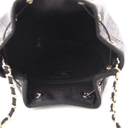 Chanel Mixed Fibers Stripe Deauville Drawstring Bag Black 5 of 11