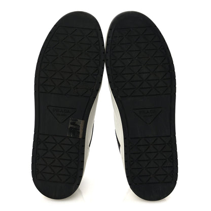 Prada Vitello Sport Spazzolato Rois Triangle Logo Womens Downtown Low Top 30mm Sneakers 38 White Black 6 of 8