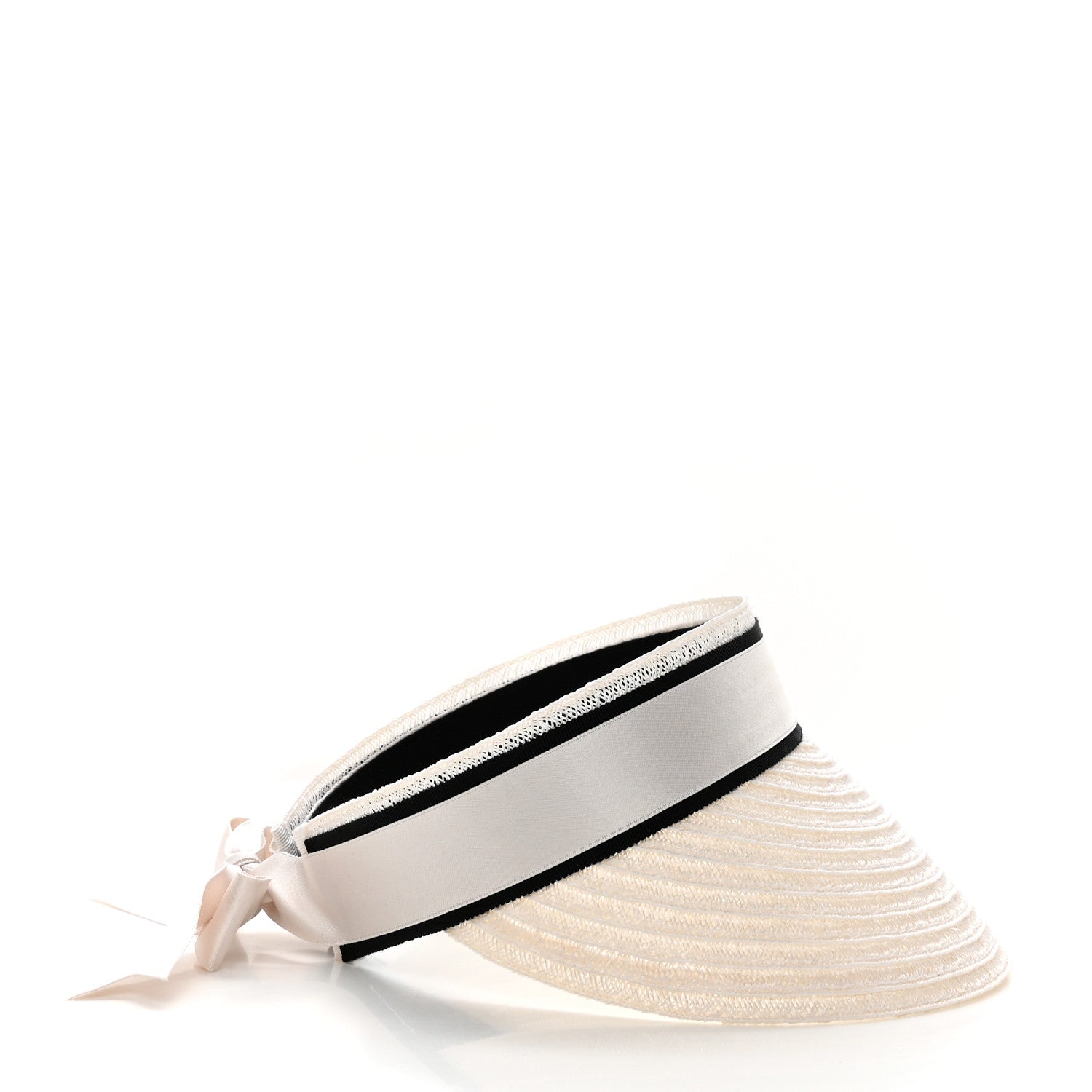 Chanel Abaca Cotton Ribbon Visor M Ecru White 6 of 8