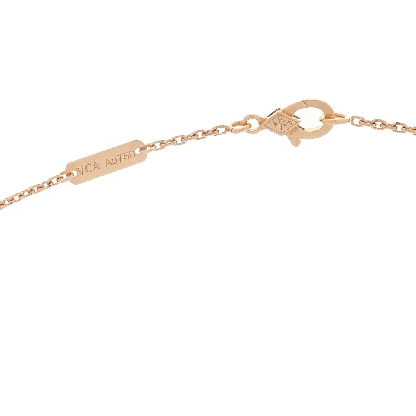 18K Rose Gold Gray Mother of Pearl Vintage Alhambra Pendant Necklace