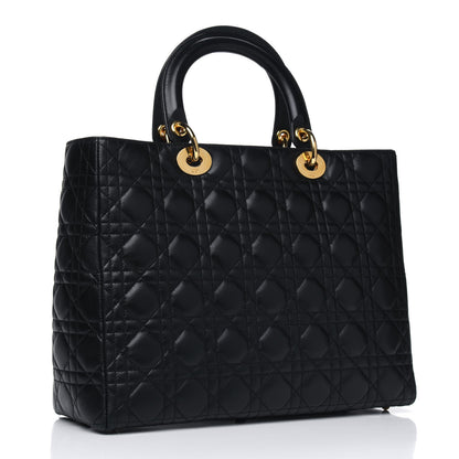 Christian Dior Lambskin Cannage Large Lady Dior Black 2 of 5