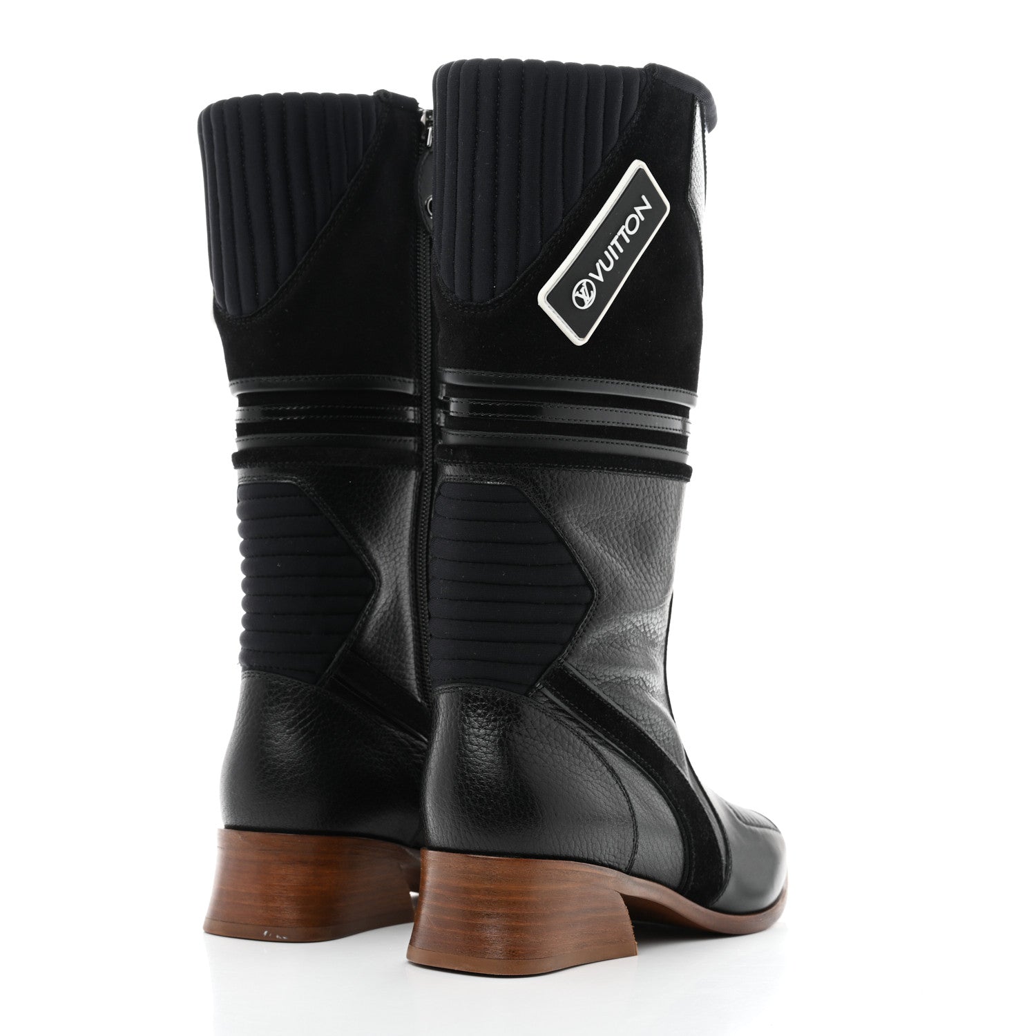 Louis Vuitton Goatskin Suede Flag Cowboy Boots 37 Black 4 of 8