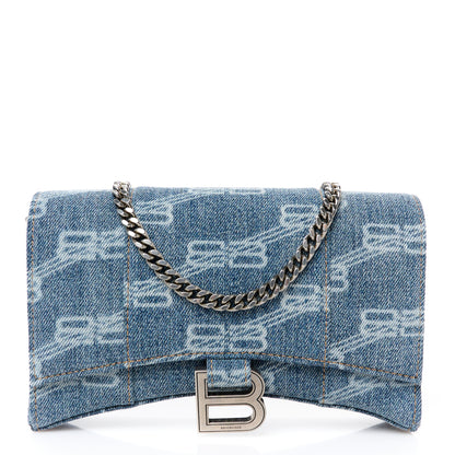 Balenciaga Denim BB Monogram Hourglass Chain Bag Blue 1 of 11