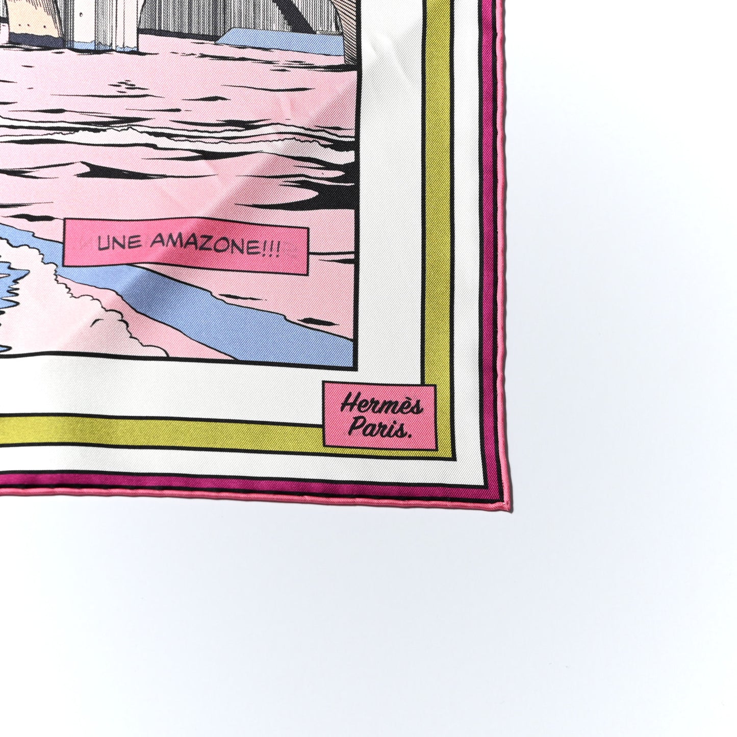 Silk Wow Double Face Scarf 90 Rose Vert Rose Framboise