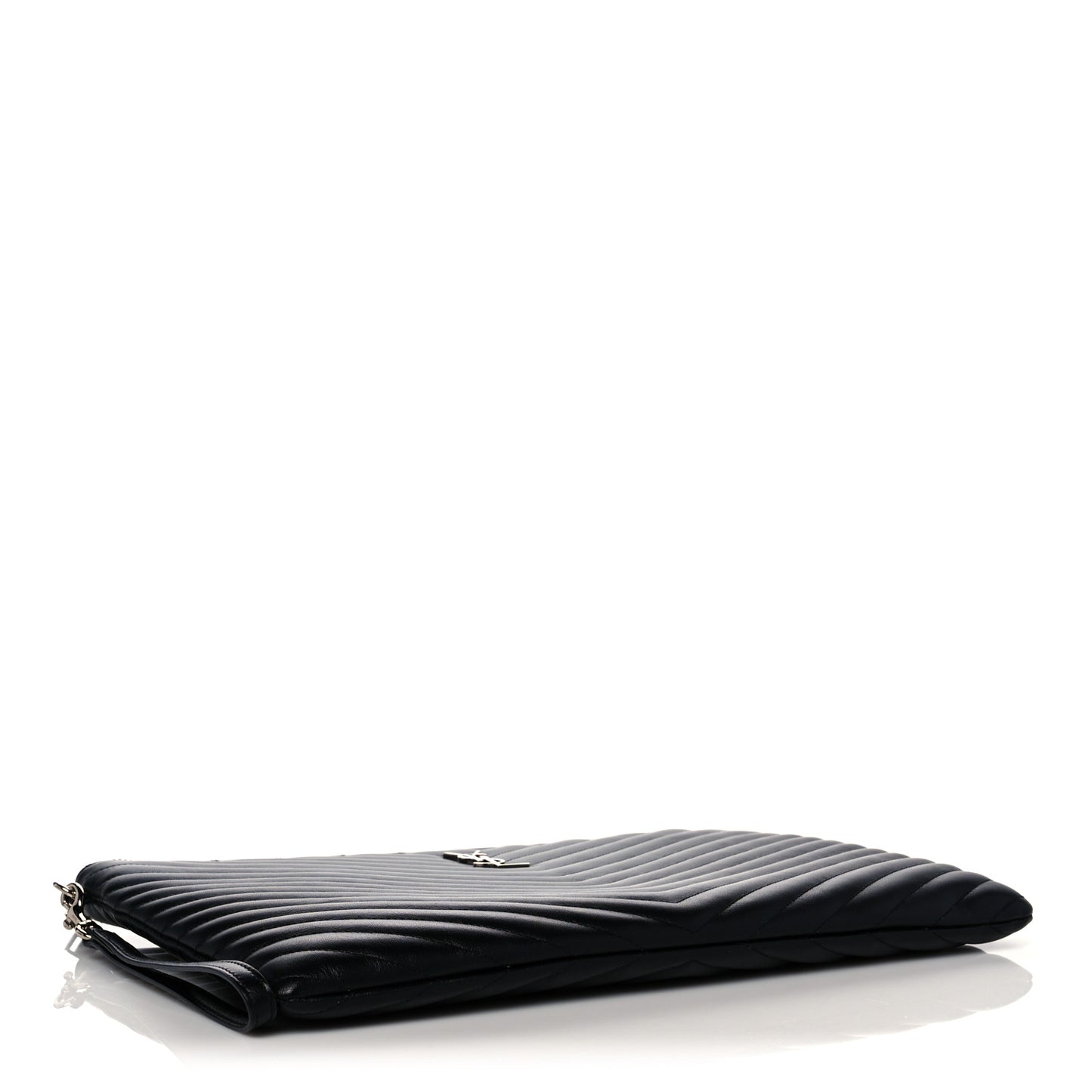 Calfskin Matelasse Chevron Monogram Document Holder Black