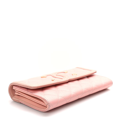 Chanel Caviar Quilted Large Filigree Gusset Flap Wallet Pink 4 of 12