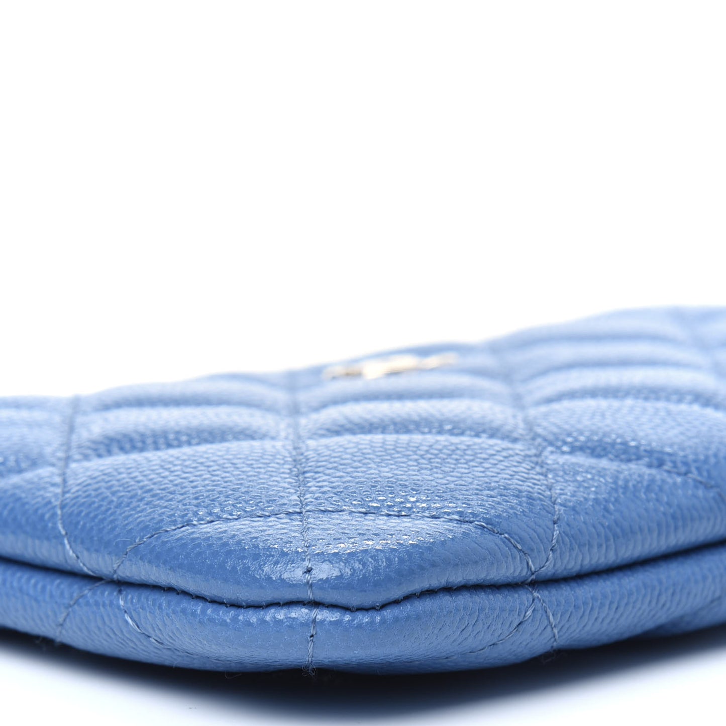 Caviar Quilted Small Cosmetic Case Blue