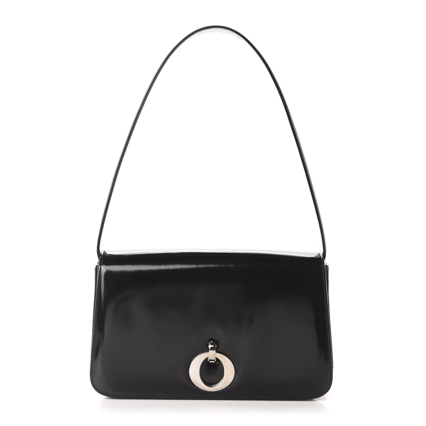 Glazed Calfskin Shoulder Bag Black