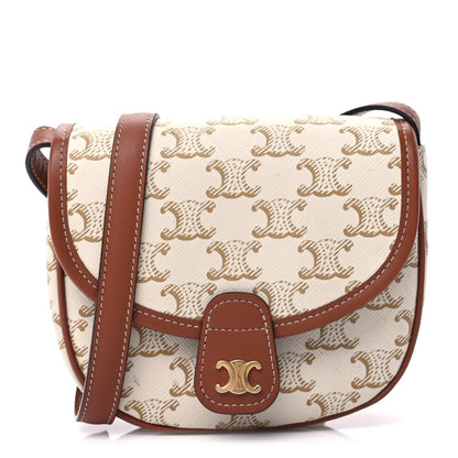 Celine Triomphe Canvas Calfskin Mini Besace Bag  White 1 of 7