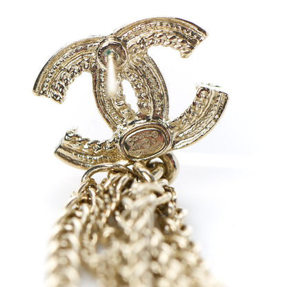 Chanel Pearl Chain CC Dangle Earrings Gold 4 of 5