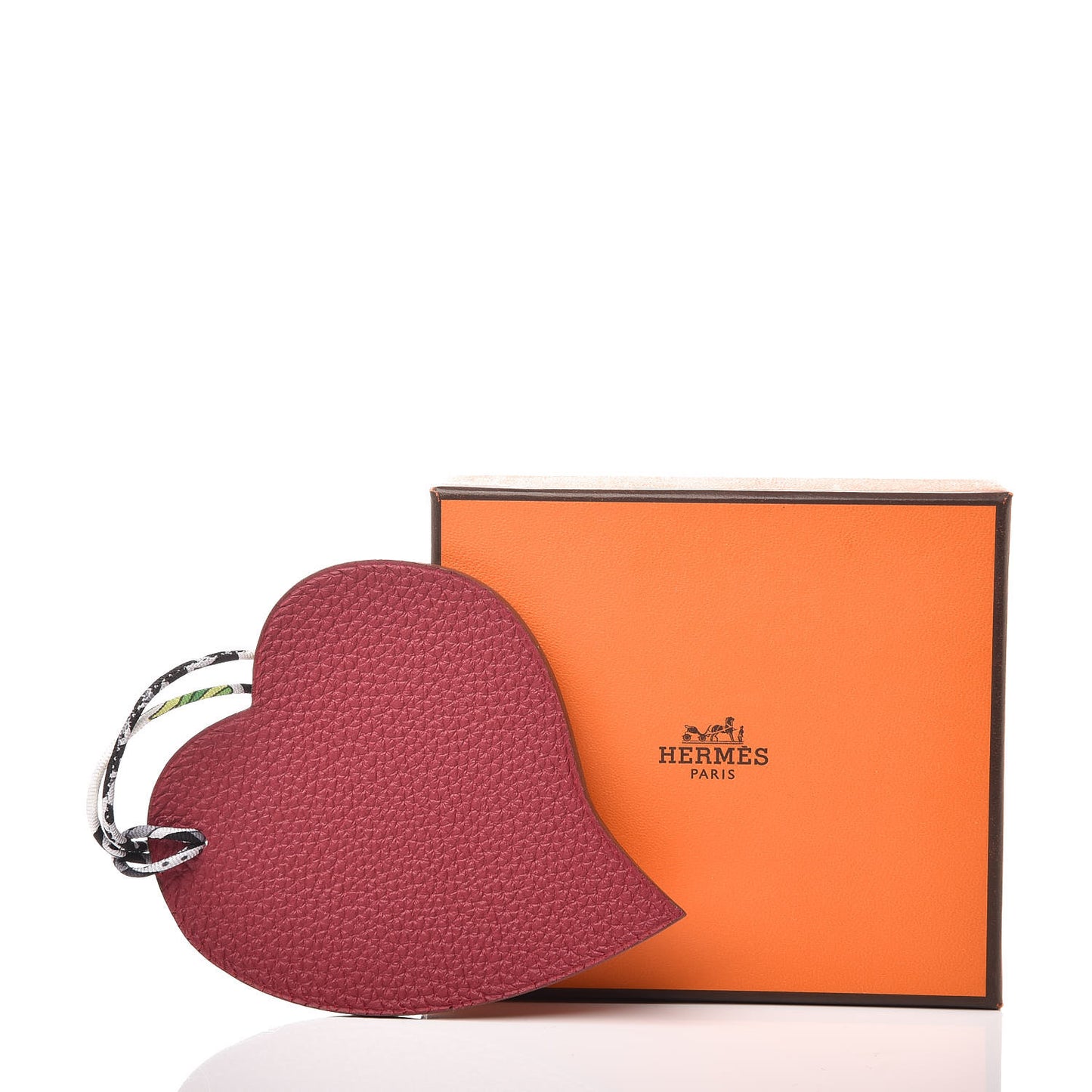 Togo Epsom Petit H Heart Bag Charm Rubis Orange