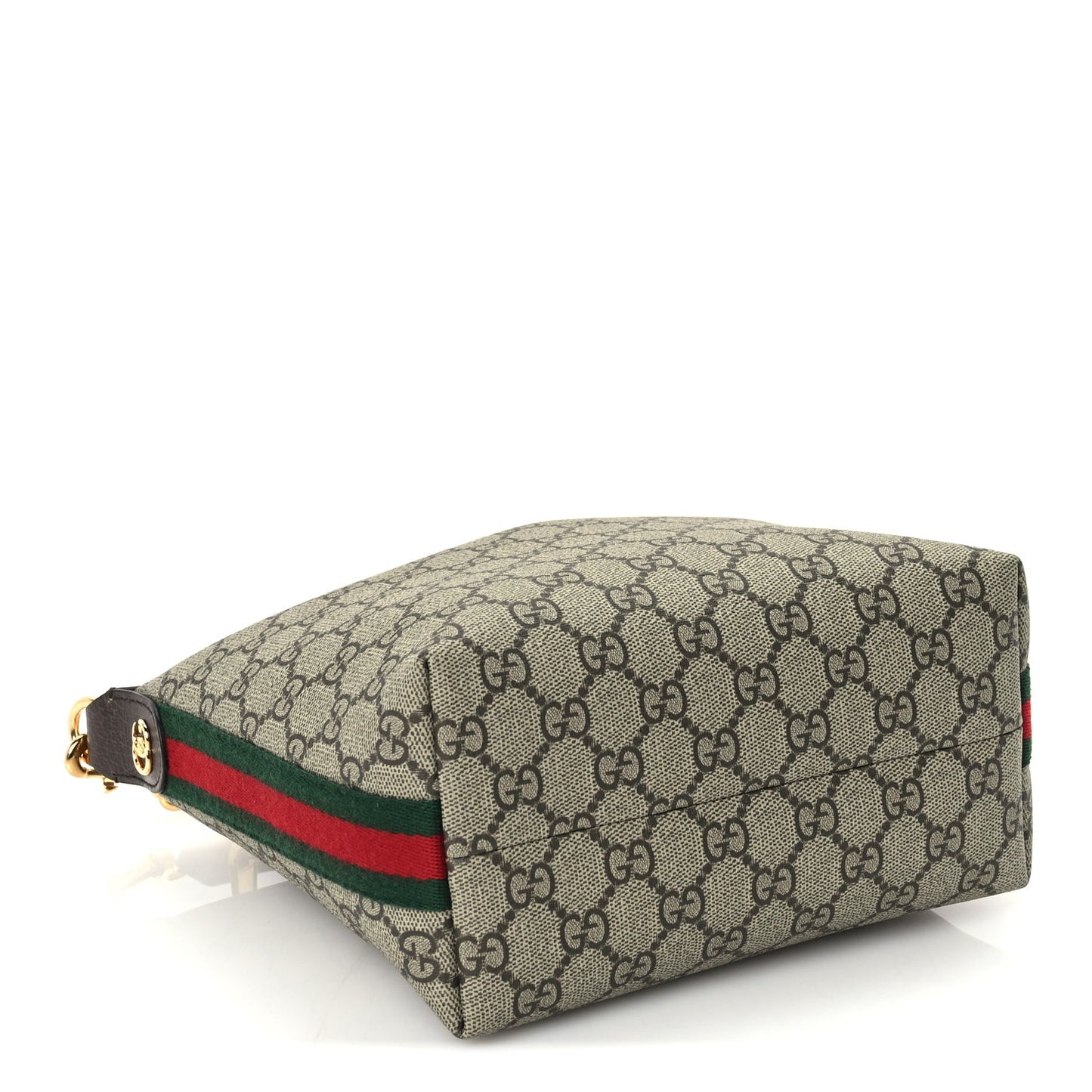 GG Supreme Monogram Textured Calfskin Web Super Mini Ophidia Shoulder Bag Beige Ebony New Acero