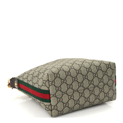 Gucci GG Supreme Monogram Textured Calfskin Web Super Mini Ophidia Shoulder Bag Beige Ebony New Acero 3 of 8