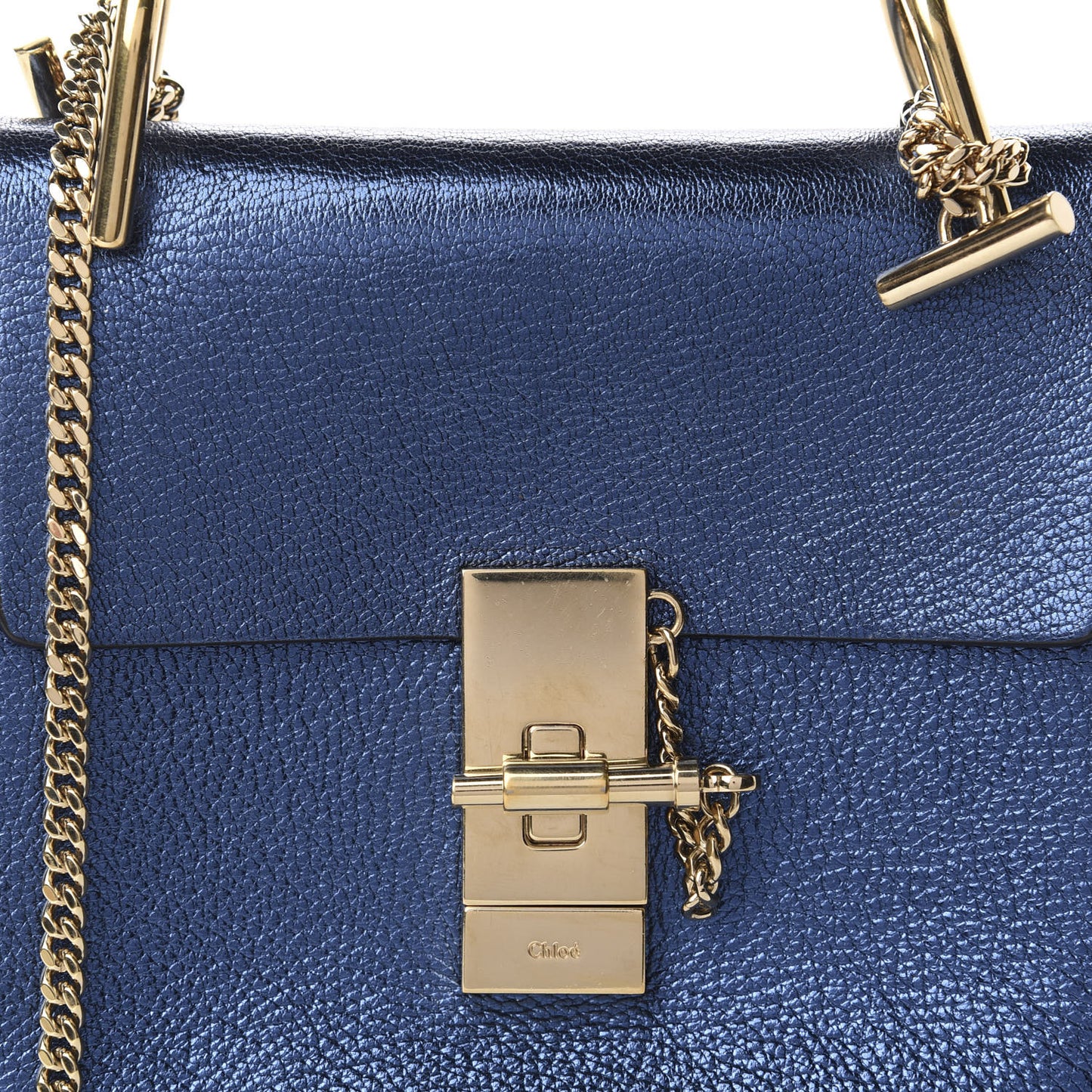 Metallic Goatskin Mini Drew Shoulder Bag Blue