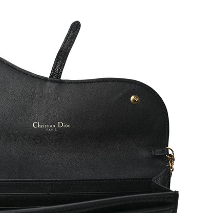Christian Dior Goatskin Saddle Long Wallet With Chain Black 9 of 10