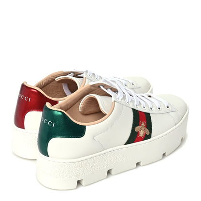 Gucci Calfskin Web Womens Ace Platform Sneakers 38.5 White 4 of 8