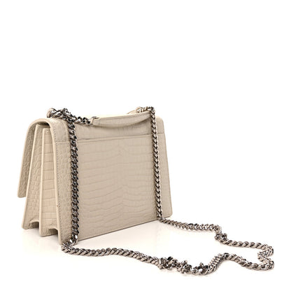 Saint Laurent Calfskin Crocodile Embossed Medium Monogram Sunset Blanc Vintage 8 of 8