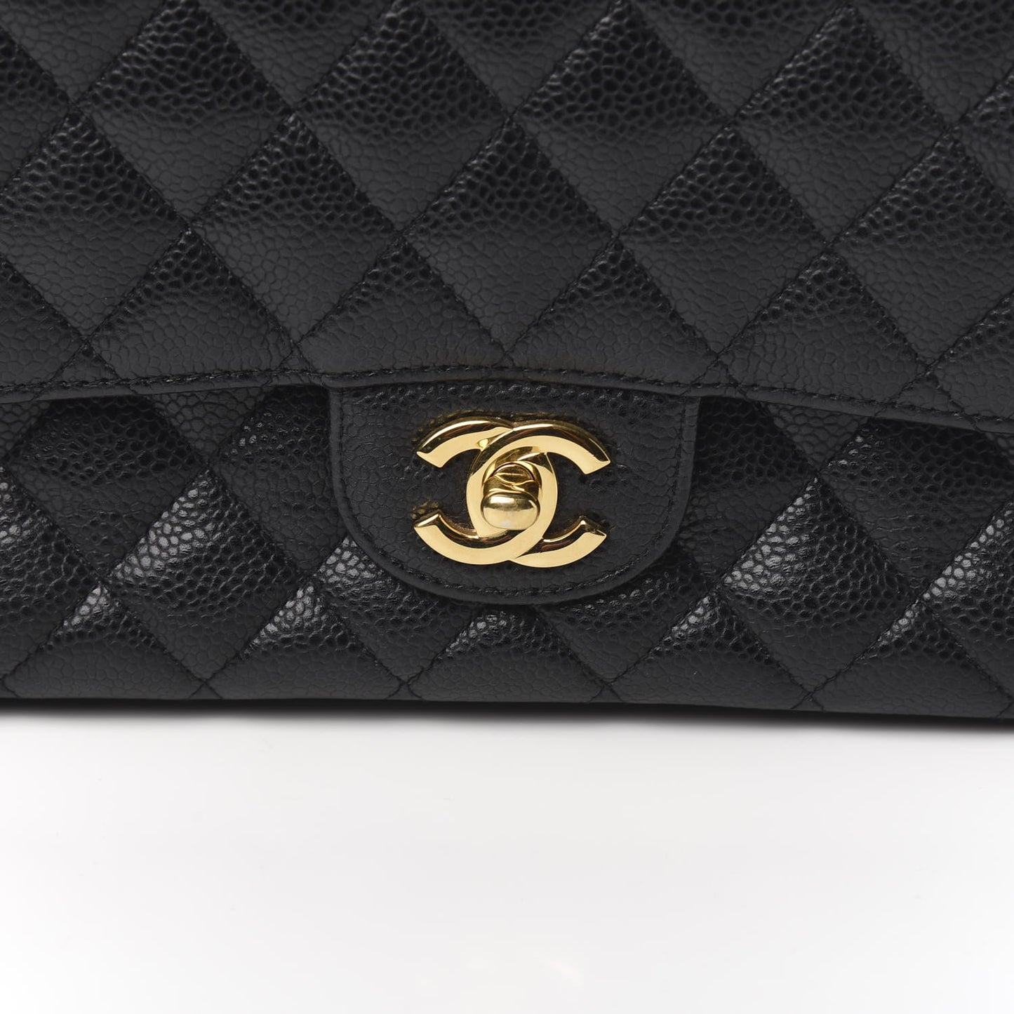Caviar Quilted Medium Double Flap Black
