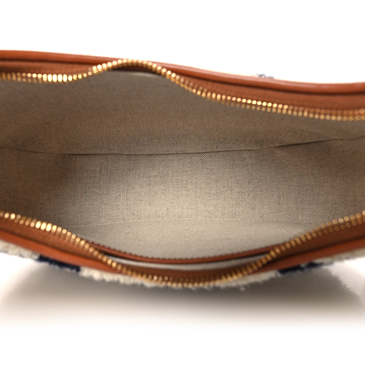 Celine Bouclette Embroidered Ava Triomphe Shoulder Bag Navy Tan 5 of 10