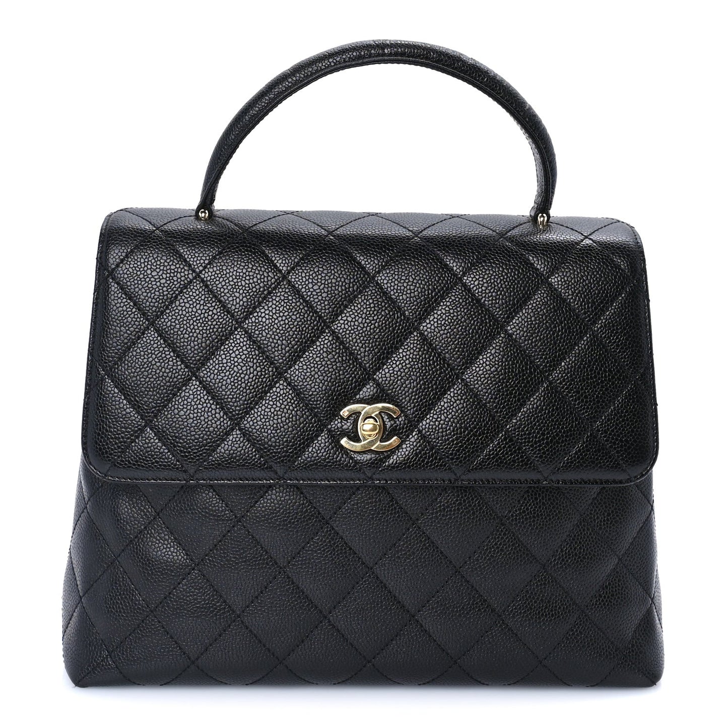Caviar Quilted Jumbo Kelly Flap  Black