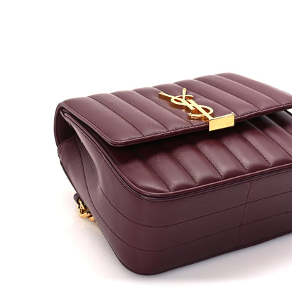 Saint Laurent Lambskin Matelasse Monogram Medium Vicky Chain Bag Dark Legion Red 7 of 8