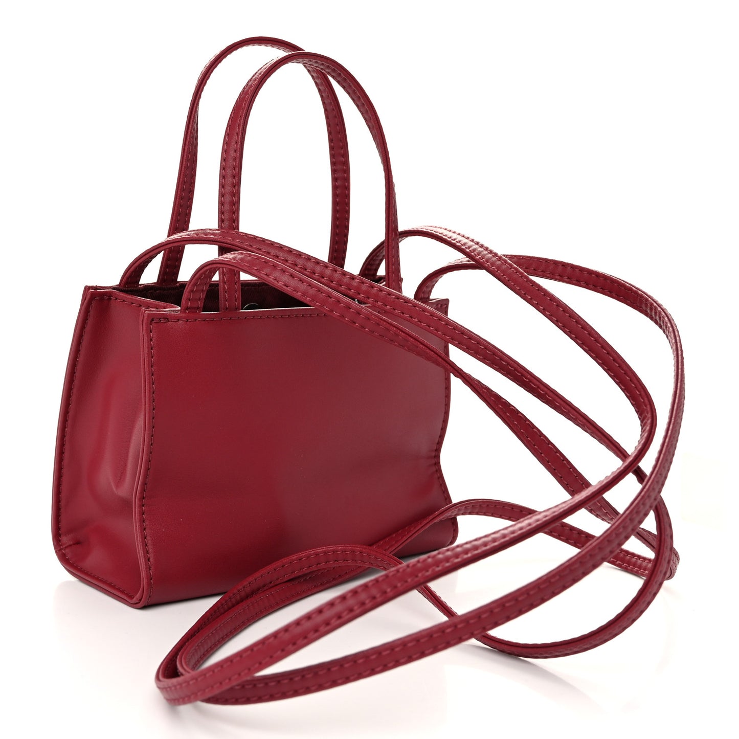 Vegan Leather Small Shopping Bag Oxblood