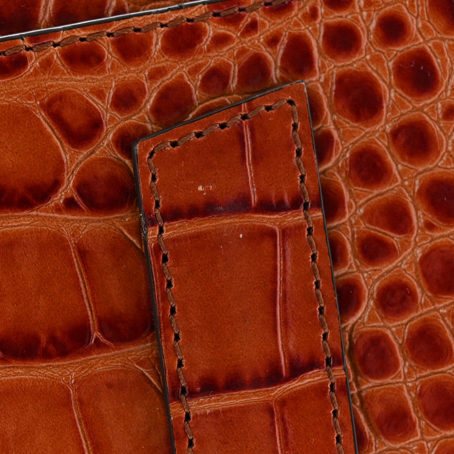 Calfskin Crocodile Embossed Small Antigona Cognac