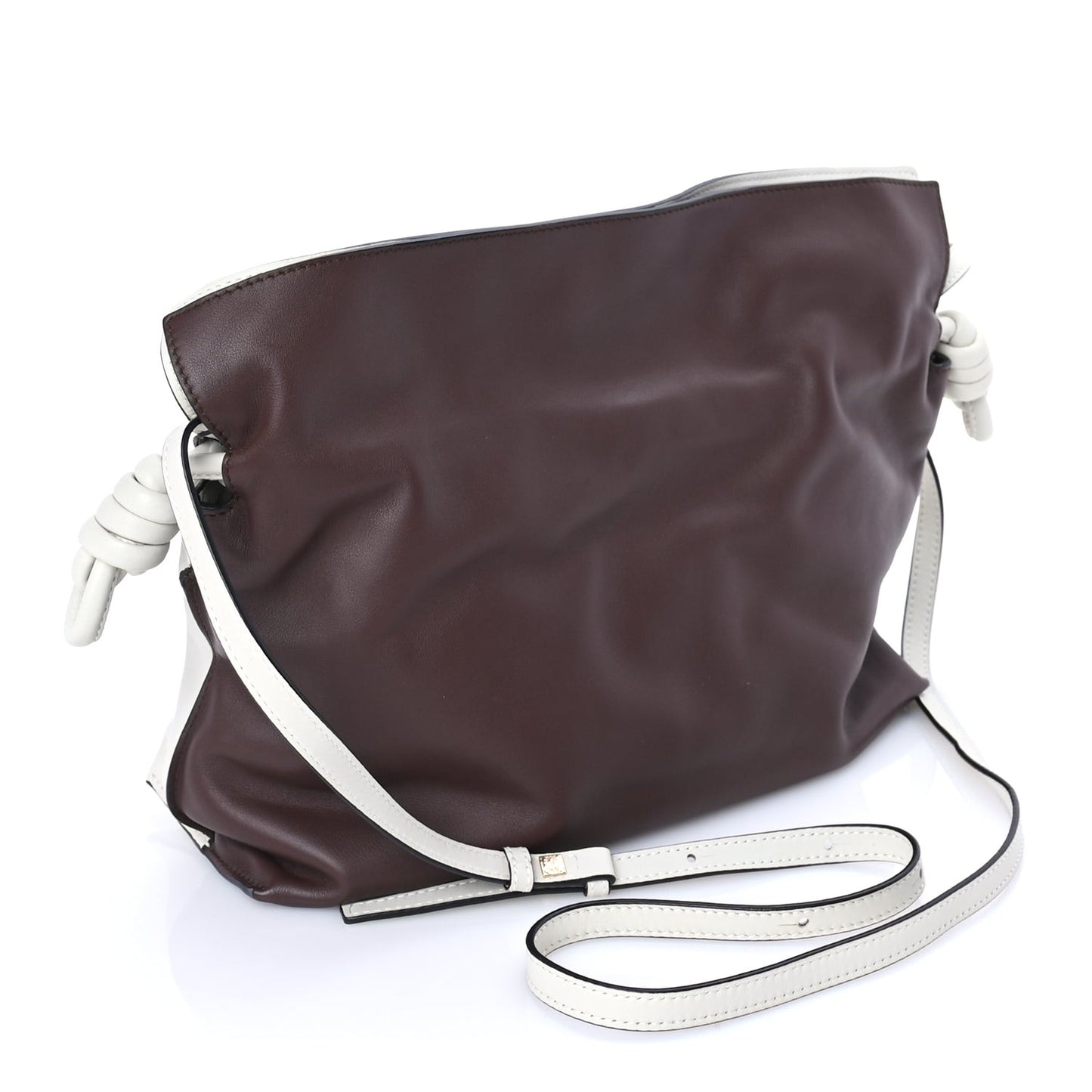 Nappa Medium Bi-Color Flamenco Knot Bag White
