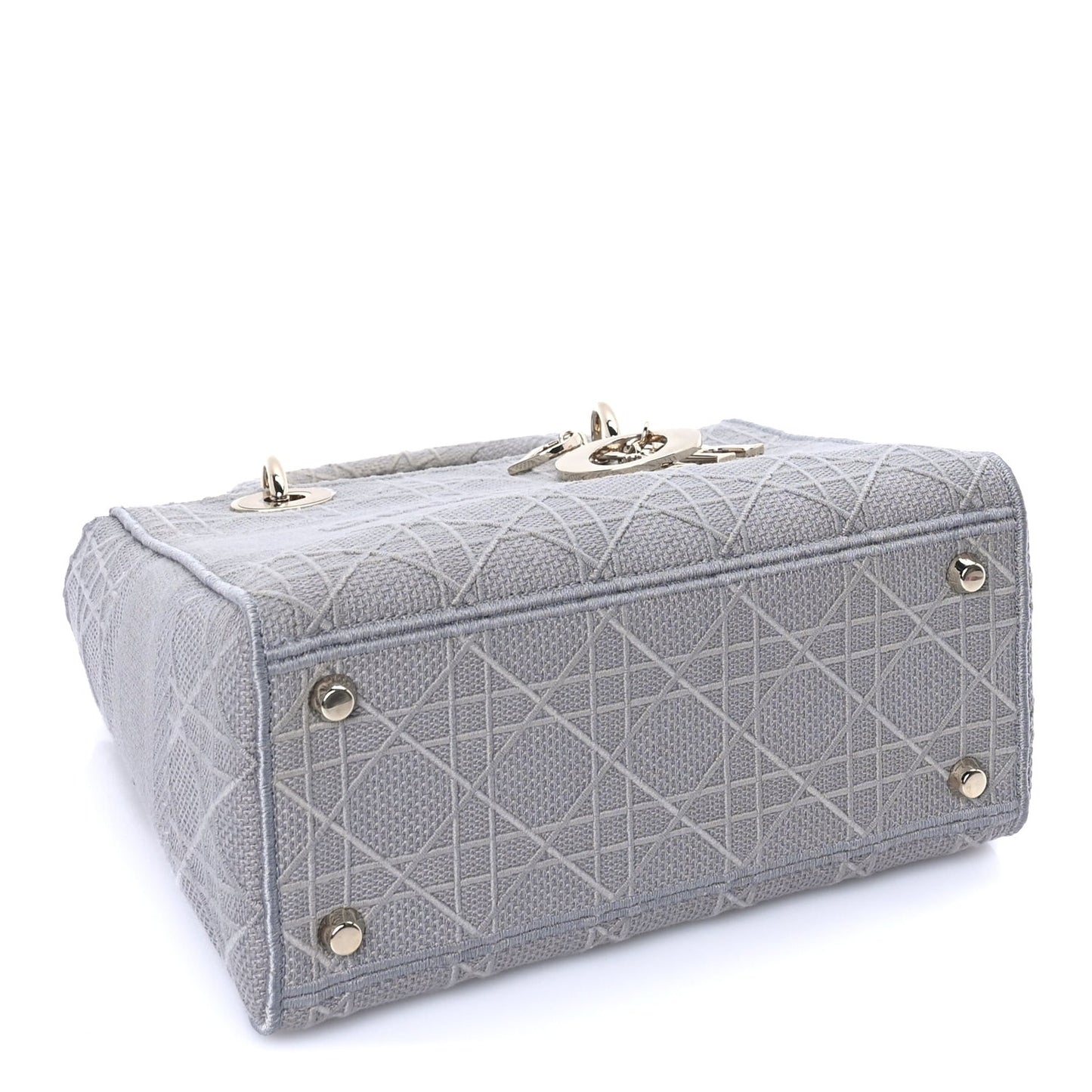 Canvas Embroidered Cannage Medium Lady D-Lite Gray Grey