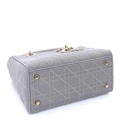 Christian Dior Canvas Embroidered Cannage Medium Lady D-Lite Gray Grey 3 of 7