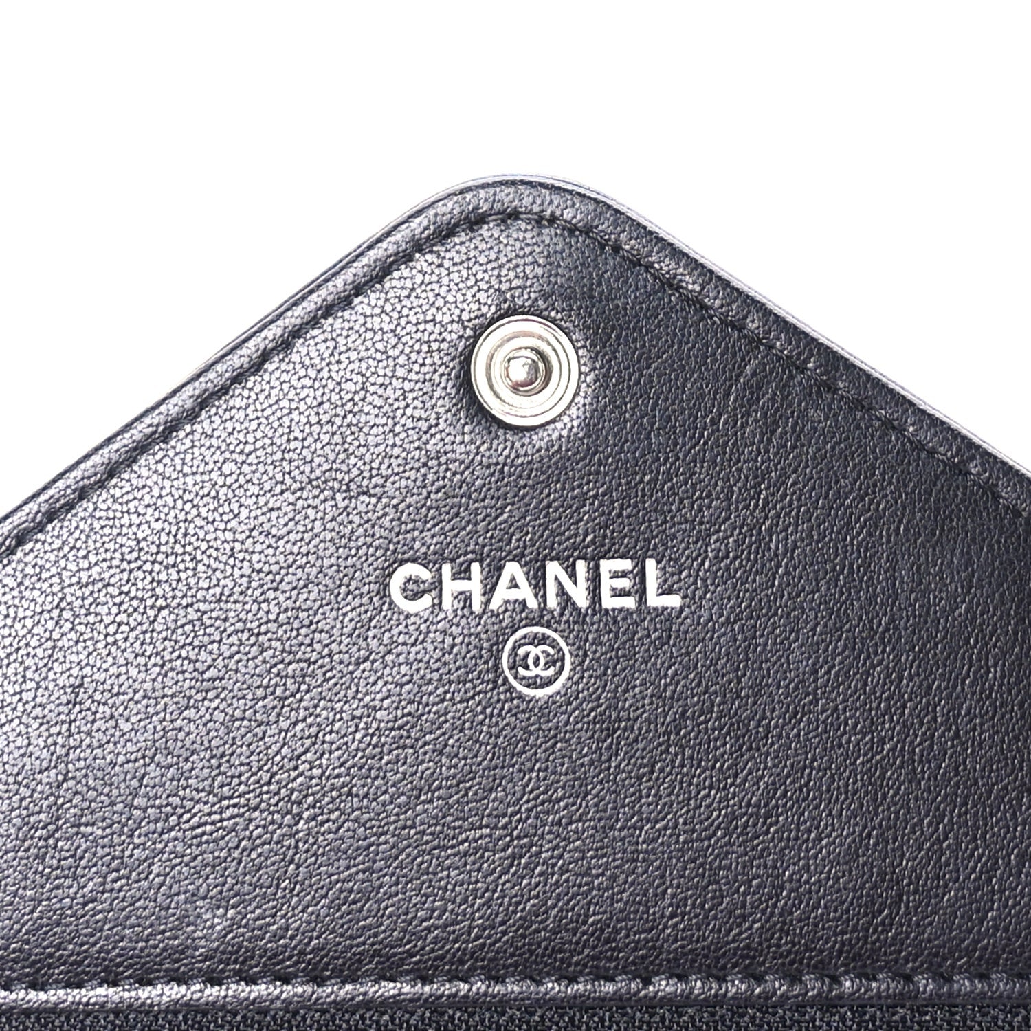 Chanel Sheepskin Chevron Wallet On Chain WOC Black 5 of 10