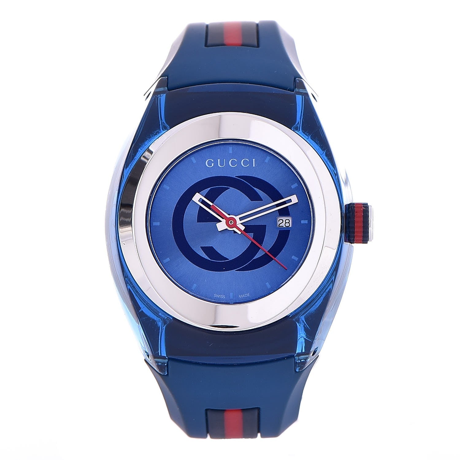 Gucci Stainless Steel Rubber 36mm Sync Web Quartz Watch Blue 1 of 5