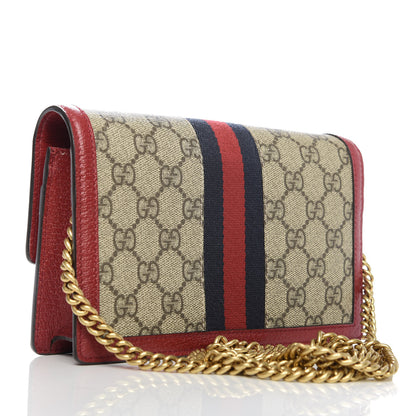Gucci GG Supreme Monogram Web Queen Margaret Chain Wallet Red 3 of 9