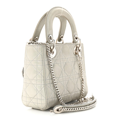 Christian Dior Metallic Nubuck Cannage Mini Lady Dior Silver 3 of 11