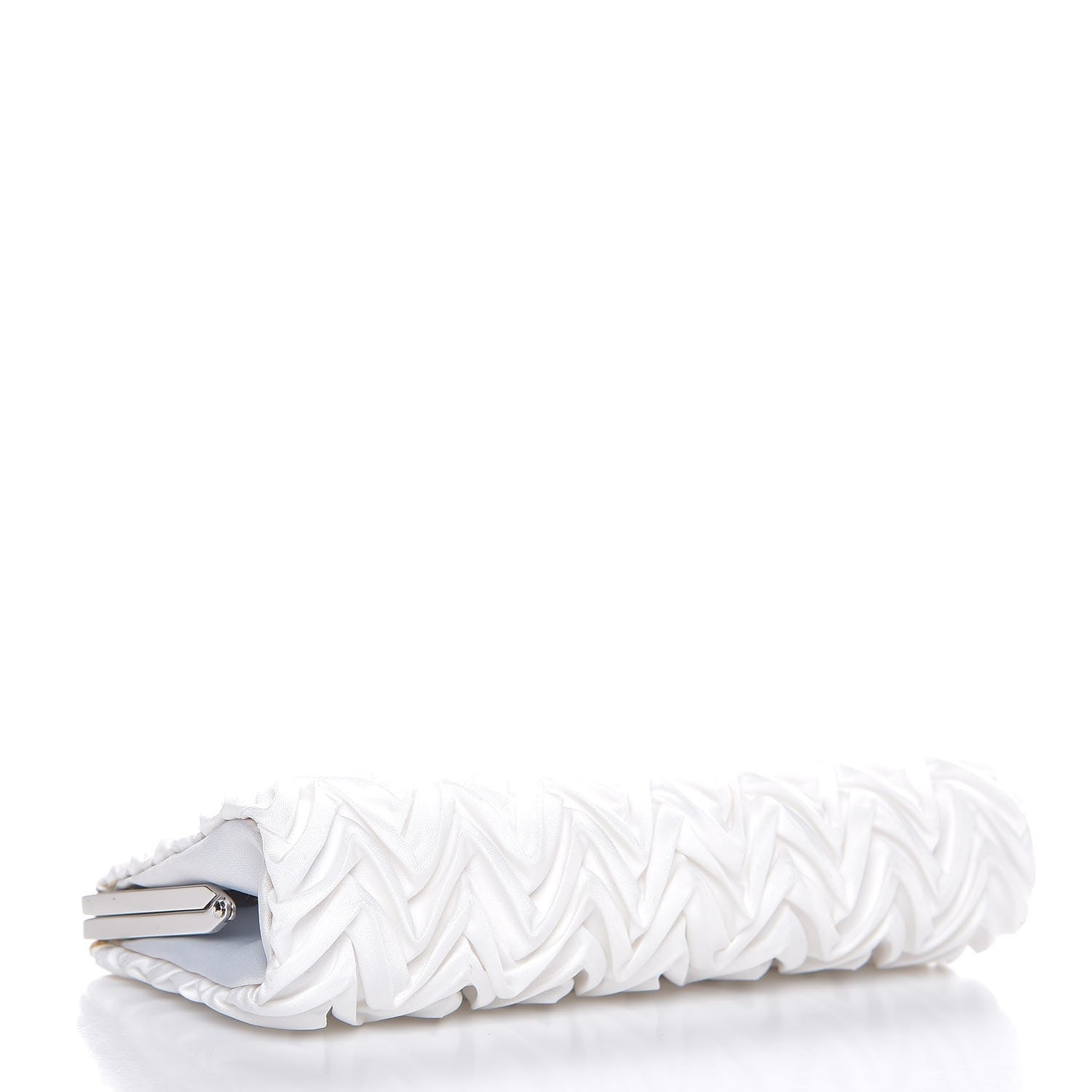 Judith Leiber Crystal Satin Chevron Pleated Clutch Ivory 4 of 13