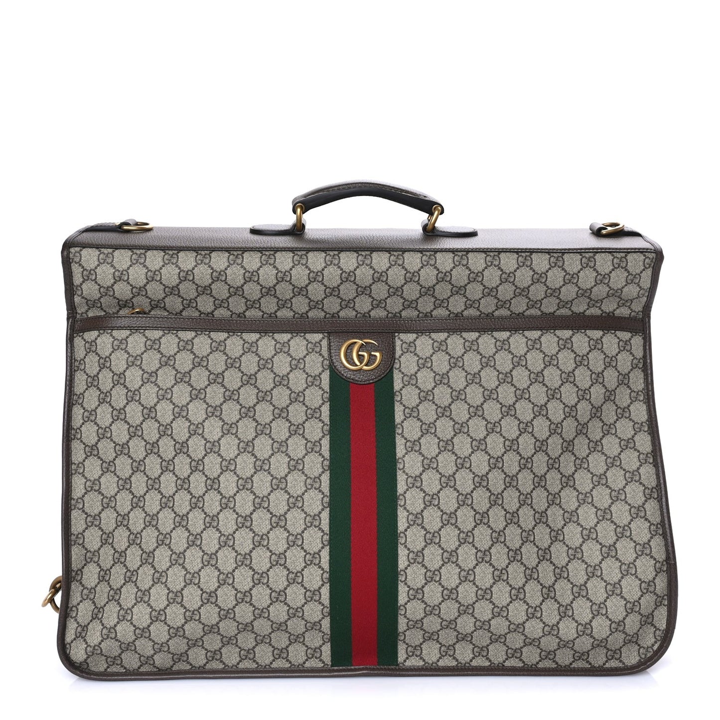 GG Supreme Monogram Textured Dollar Calfskin Web Ophidia Savoy Garment Bag Beige Ebony New Acero