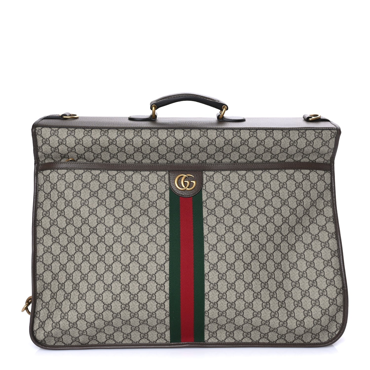 Gucci GG Supreme Monogram Textured Dollar Calfskin Web Ophidia Savoy Garment Bag Beige Ebony New Acero 1 of 7