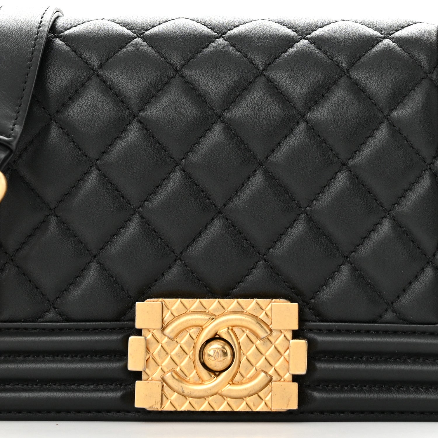 Chanel Calfskin Small Boy Logo Top Handle Flap Black 8 of 12