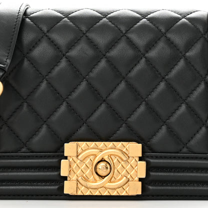 Chanel Calfskin Small Boy Logo Top Handle Flap Black 8 of 12