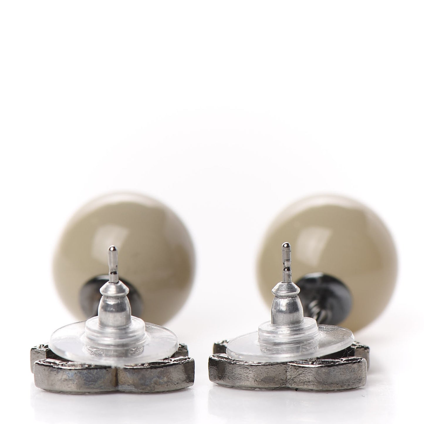 Ruthenium CC Bead Drop Earrings