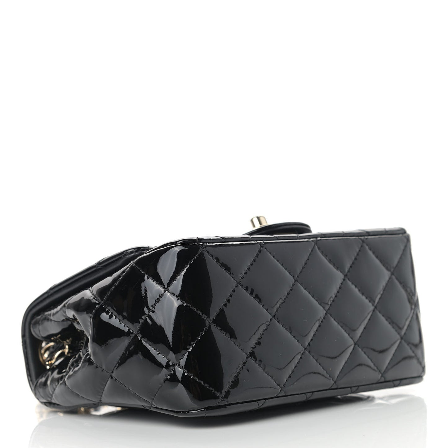 Patent Calfskin Quilted Mini Square Flap Black