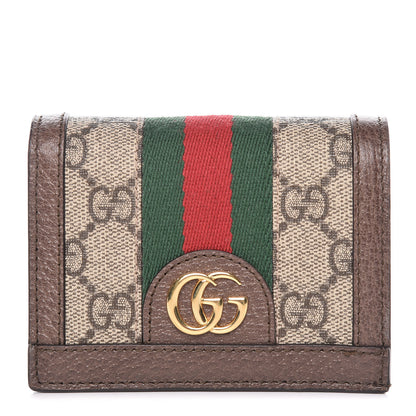 Gucci GG Supreme Monogram Web Ophidia Card Case Beige New Acero 1 of 8