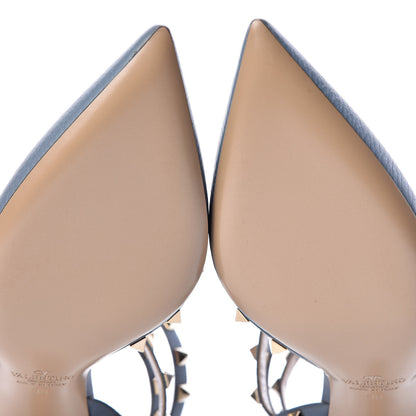 Valentino Garavani Pebbled Calfskin Rockstud Ankle Strap 65mm Pumps 38 Niagara 8 of 9