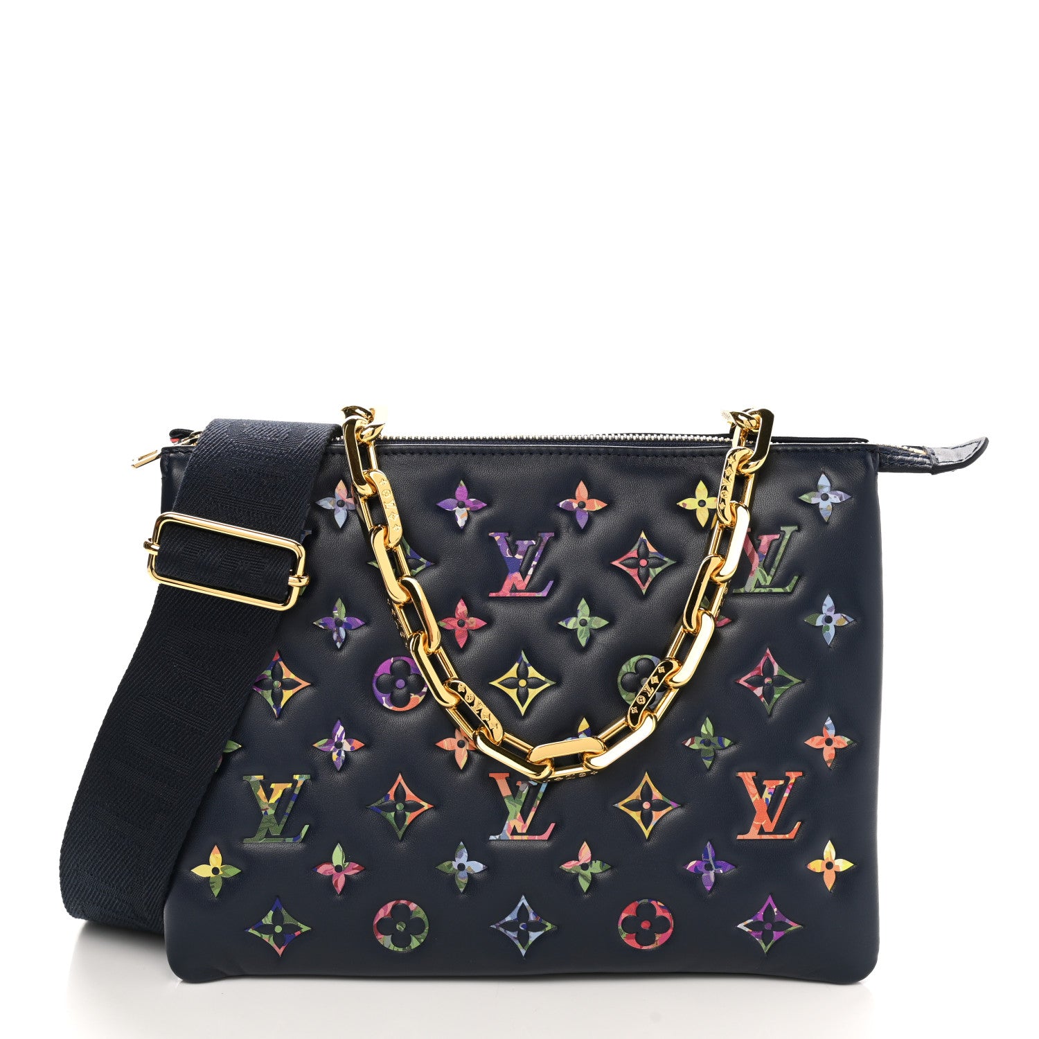 Louis Vuitton Lambskin Embossed Monogram LV Garden Coussin PM Navy 1 of 10