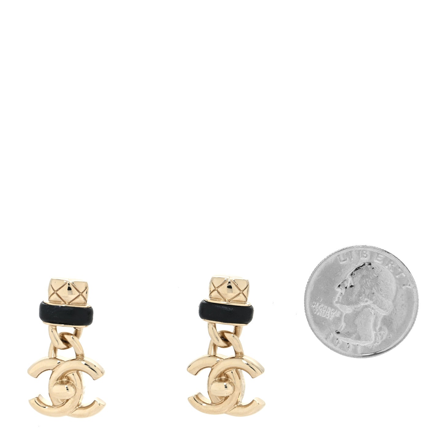 Lambskin CC Turnlock Drop Earrings Gold Black