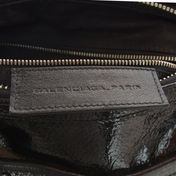 Leather Embossed Logo Satchel Black