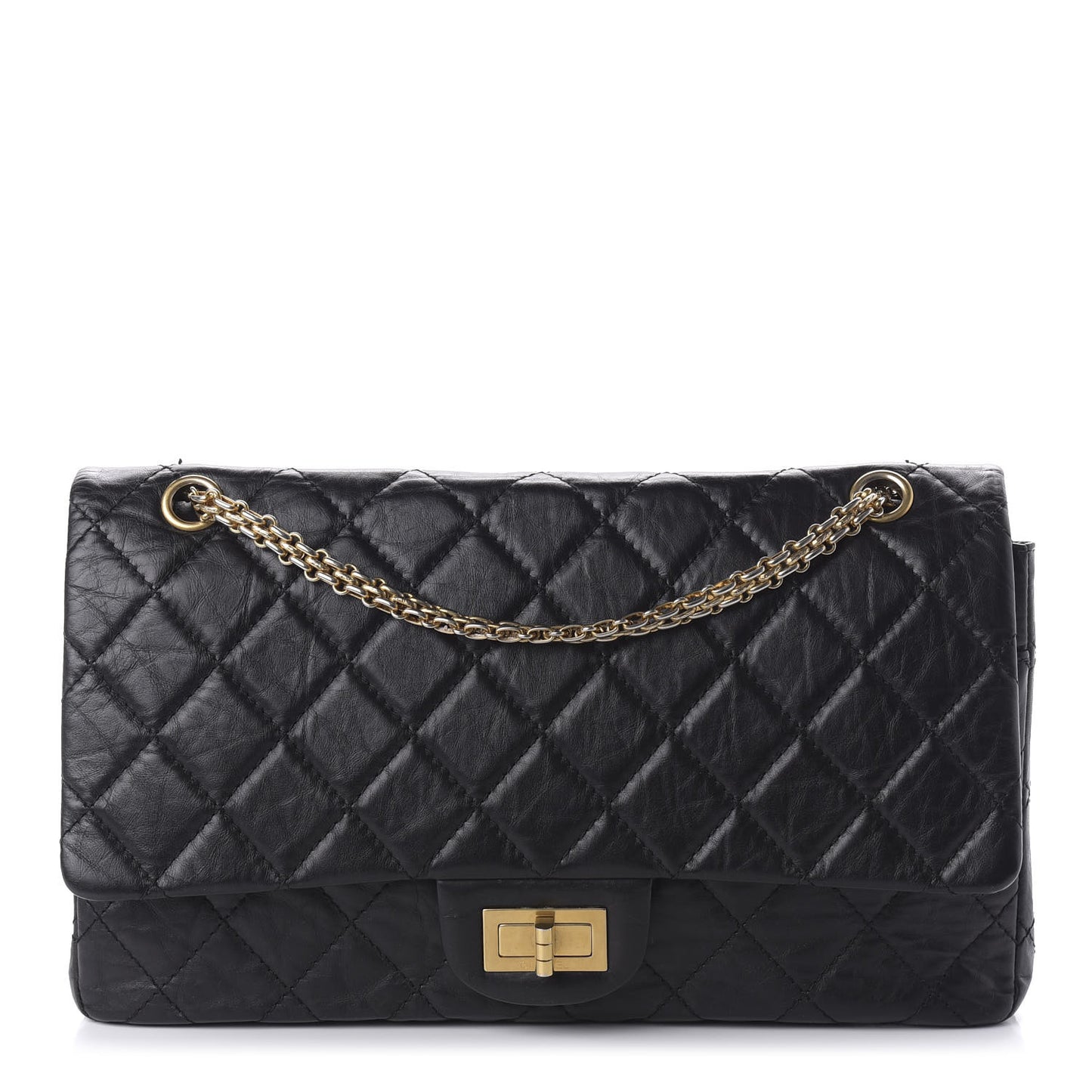 Aged Calfskin Quilted 2.55 Reissue 227 Flap Black