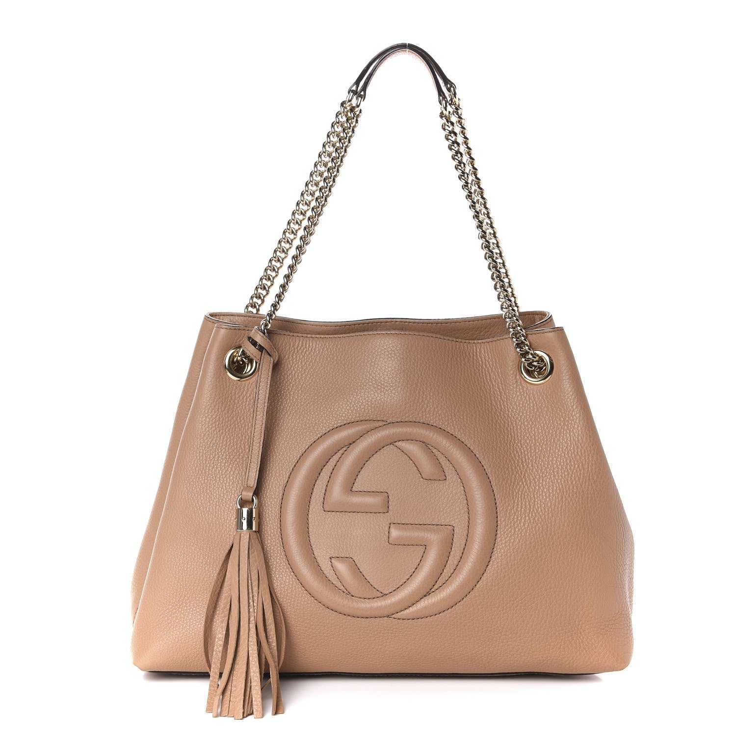 Gucci Pebbled Calfskin Medium Soho Chain Shoulder Bag Rose Beige 1 of 11